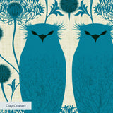 Owl Assembly, Teal Wallpaper