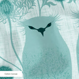 Art deco owls pattern in teal and cream with geometric floral elements