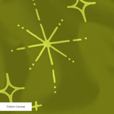 Retro Starburst in Avocado — retro starburst print, in cream and white stars on a deep avocado ground