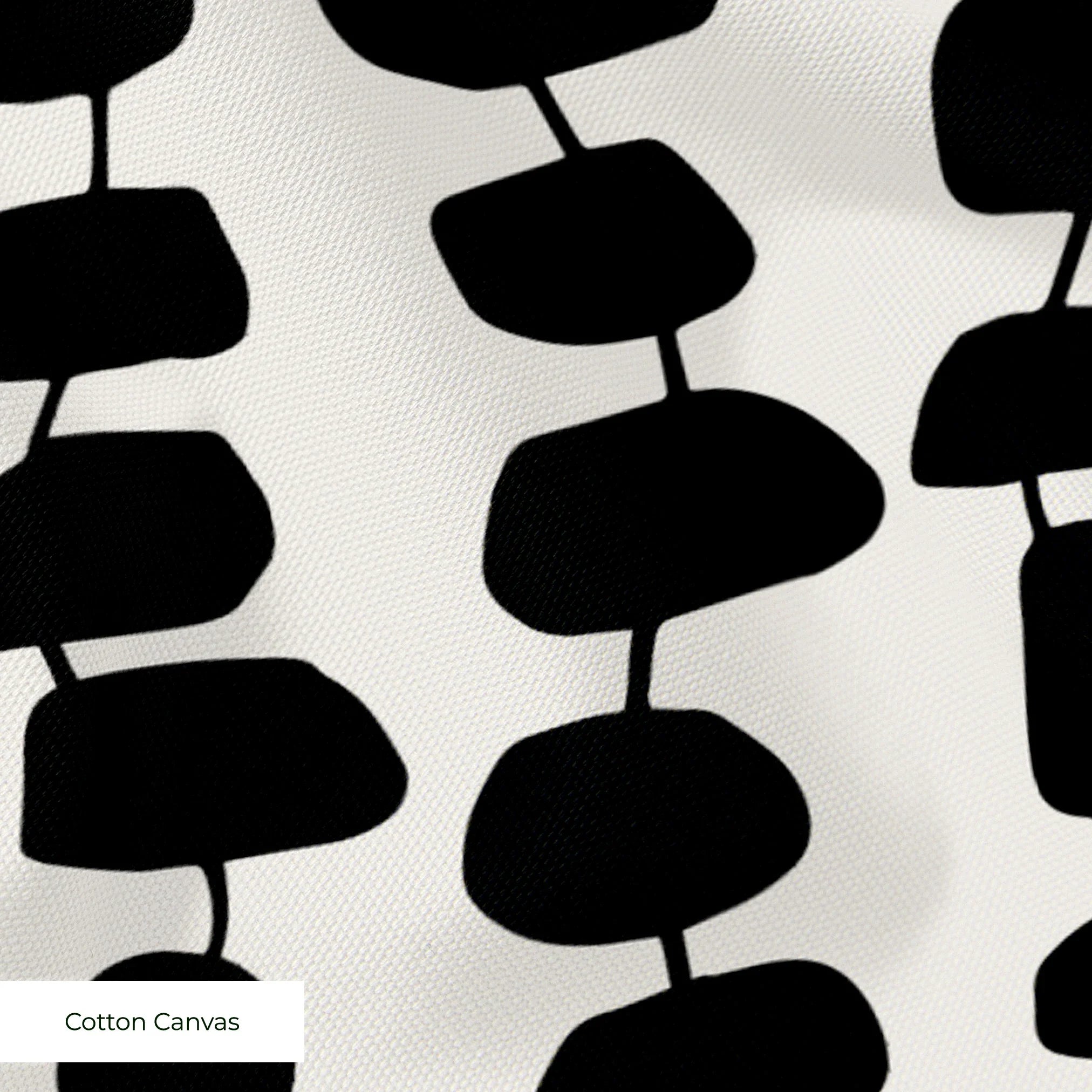 Atomic Stack in Ivory — atomic stack print, in black forms on a bright ivory ground, the reverse of the Ebony colorway