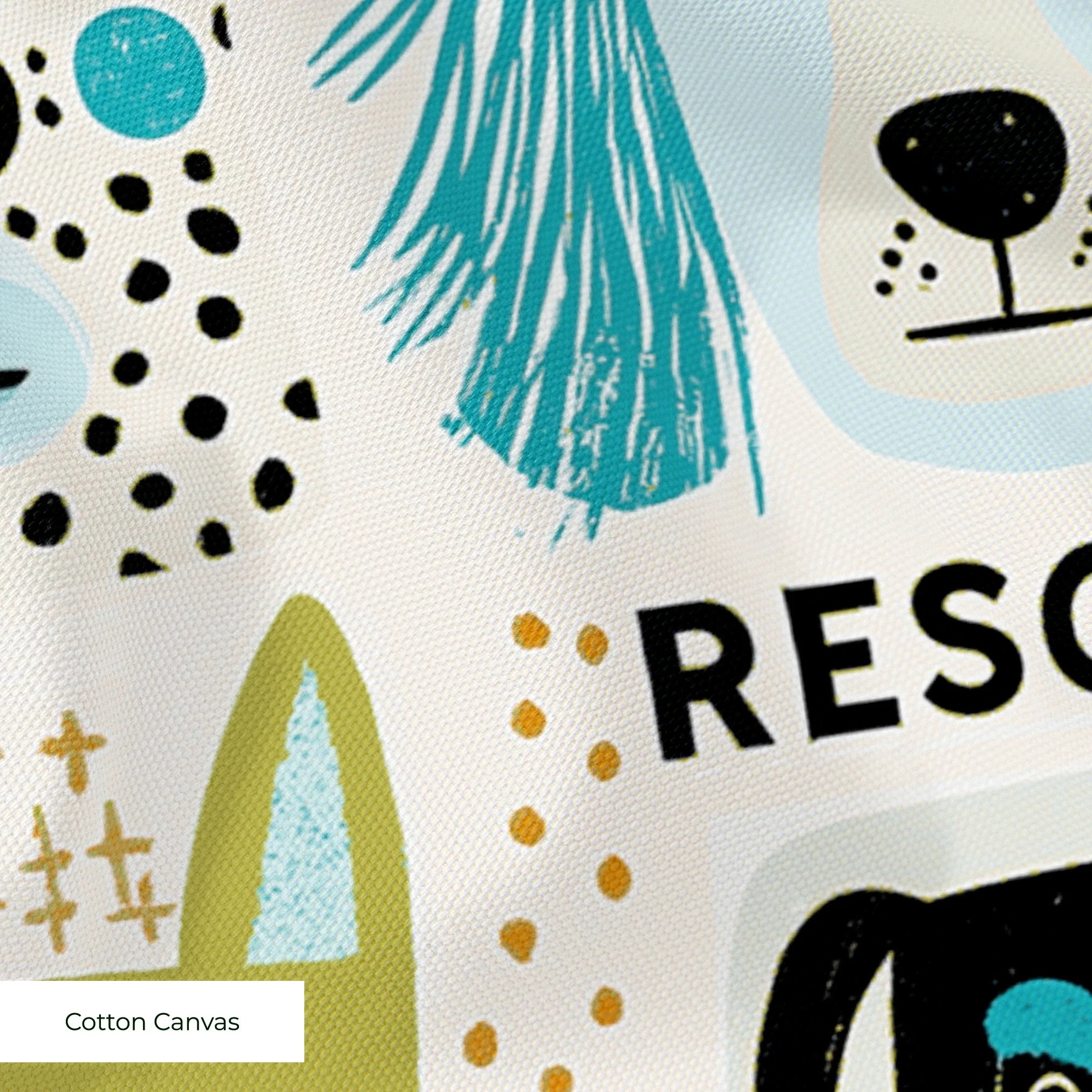 Rescued & Ready in Avocado — rescued & ready print, in avocado green and teal blocks with cream and black dogs