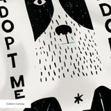 Adopt Me Mid Mod Dog in Teal — adopt me mid mod dog print, in turquoise teal, black and cream on a warm bone ground