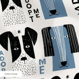 Adopt Me Mid Mod Dog in Slate — adopt me mid mod dog print, in slate blue, black and cream on a warm bone ground, small scale
