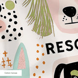 Rescued & Ready in Petal — rescued & ready print, in blush pink and slate blocks with cream and black dogs