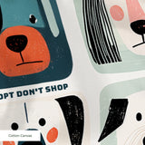 Modern Mutt Parade — modern mutt parade print, in red, teal, mustard and pink blocks against cream and black