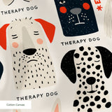 Good Dogs Club in Ruby — good dogs club print, in cream and black dogs with ruby red accents on a soft cream ground, small scale