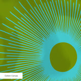Retro Sunburst in Green and Teal — retro sunburst print, in deep forest green shading into bright teal