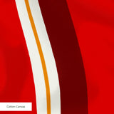Offset Stripes in Firecracker — offset stripes print, in bright red and crimson separated by crisp white on charcoal
