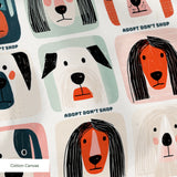Modern Mutt Parade — modern mutt parade print, in red, teal, mustard and pink blocks against cream and black, small scale