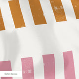 Measured Lines in Warming Trend — measured lines print, moving through coral, pink, deep berry, gold and warm orange