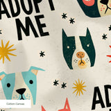 Retro Rescue Dogs — retro rescue dogs print, in teal, cream and red on a soft cream ground, small scale
