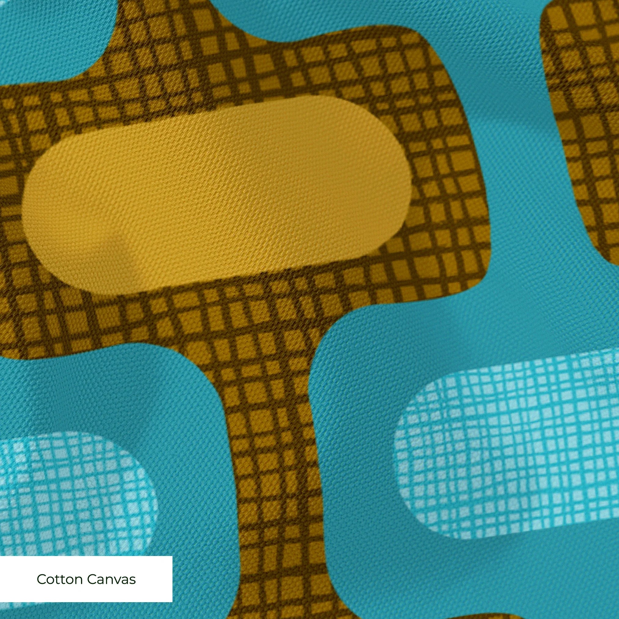 Mod Waves in Laguna Beach — mod waves print, in golden mustard pods on a bright lagoon teal ground