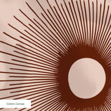 Retro Sunburst in Petal — retro sunburst print, in blush pink and warm peach around a soft dark center