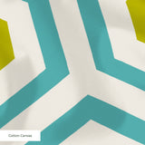 Hexacore in Teal — hexacore print, in turquoise and acid olive on warm ivory