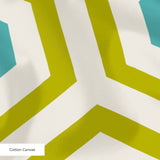 Hexacore in Chartreuse — hexacore print, in acid olive and chartreuse with turquoise hex centers on warm ivory