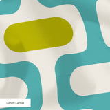 Mod Waves in Los Feliz — mod waves print, in chartreuse and gold pods on a turquoise ground