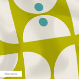 Geometric Martini Mod in Chartreuse — geometric martini mod print, in chartreuse and olive with cream capsules and a golden center