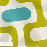 Mod Waves in Irvine — mod waves print, in olive and charcoal pods on a saturated mustard ground