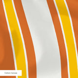 Mod Stripes in Orange — mod stripes print, in bright orange and coral with a golden edge on ivory
