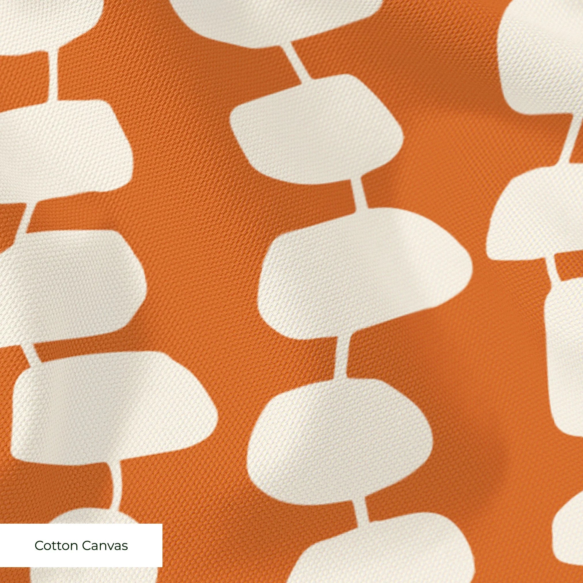 Atomic Stack in Persimmon — atomic stack print, in white forms on a warm persimmon orange ground