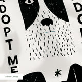 Adopt Me Mid Mod Dog in Slate — adopt me mid mod dog print, in slate blue, black and cream on a warm bone ground