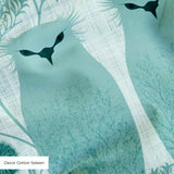 Art deco owls pattern in teal and cream with geometric floral elements