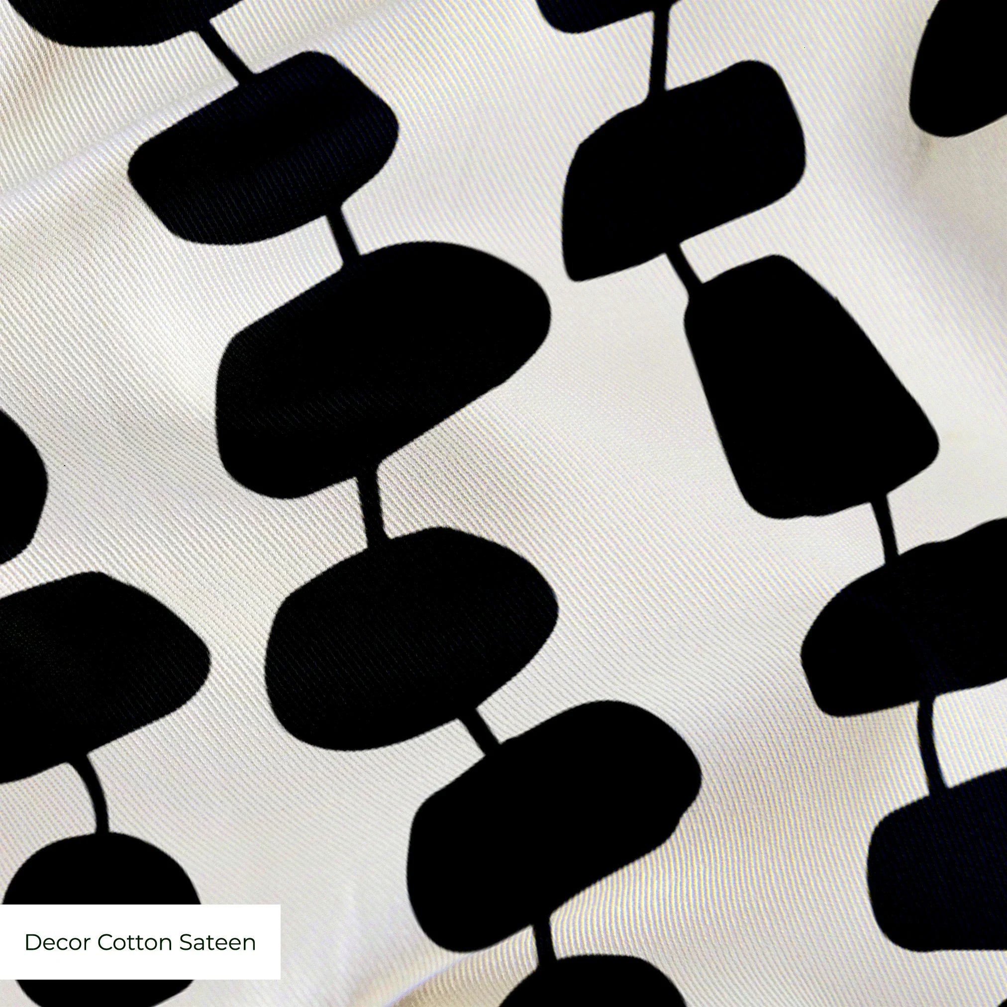 Atomic Stack in Ivory — atomic stack print, in black forms on a bright ivory ground, the reverse of the Ebony colorway