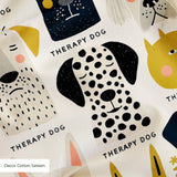 Good Dogs Club in Gold — good dogs club print, in cream and black dogs with golden mustard accents on a soft cream ground, small scale