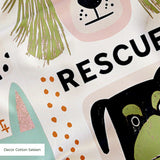 Rescued & Ready in Petal — rescued & ready print, in blush pink and slate blocks with cream and black dogs