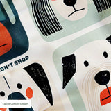 Modern Mutt Parade — modern mutt parade print, in red, teal, mustard and pink blocks against cream and black