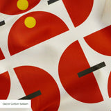 Geometric Martini Mod in Ruby — geometric martini mod print, in ruby red and rust with cream capsules and a golden center