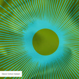 Retro Sunburst in Green and Teal — retro sunburst print, in deep forest green shading into bright teal