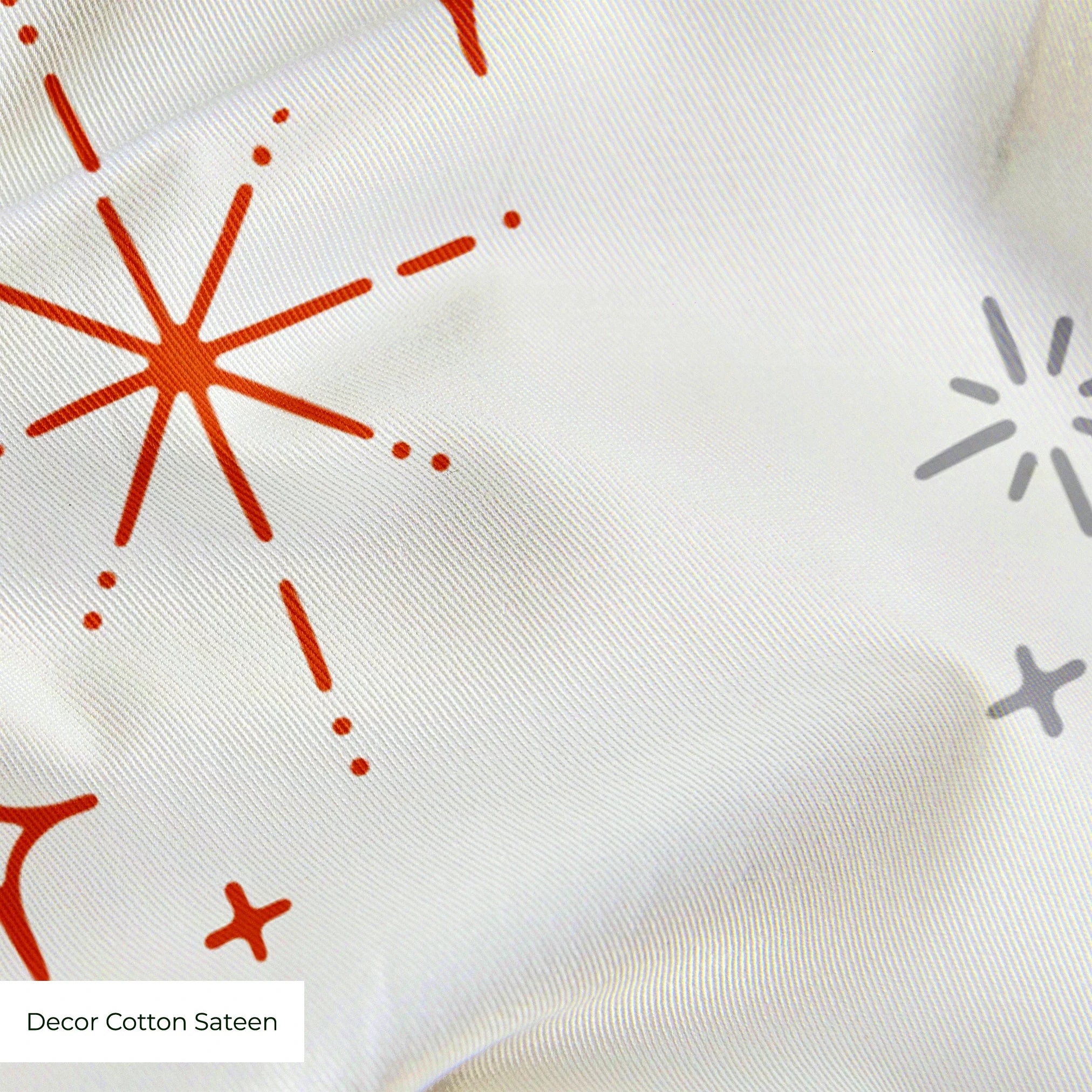Retro Starburst in Ivory — retro starburst print, in coral and grey stars on a soft ivory ground