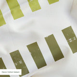 Measured Lines in Cooling Trend — measured lines print, moving through olive, teal, deep navy and pale ice blue