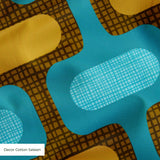 Mod Waves in Laguna Beach — mod waves print, in golden mustard pods on a bright lagoon teal ground
