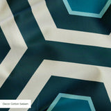Hexacore in Pacific — hexacore print, in inky navy and petrol teal against pale stone