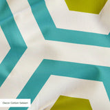 Hexacore in Teal — hexacore print, in turquoise and acid olive on warm ivory