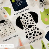 Good Dogs Club in Avocado — good dogs club print, in cream and black dogs with avocado green accents on a soft cream ground, small scale