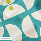 Geometric Martini Mod in Teal — geometric martini mod print, in clear teal and turquoise with cream capsules and a coral center