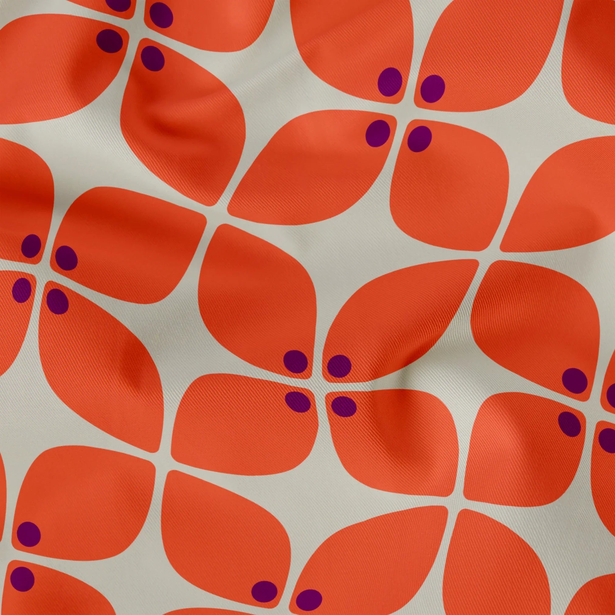 Square Mod in Fire — square mod print, in scorched coral red on oatmeal