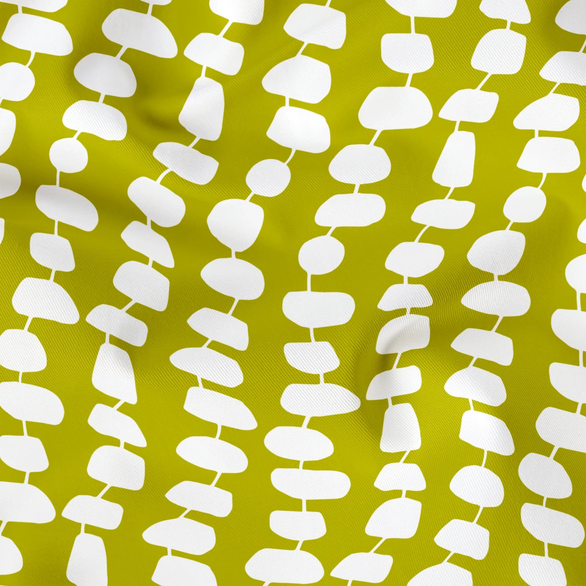 Atomic Stack in Avocado — atomic stack print, in cream forms on a bright avocado chartreuse ground