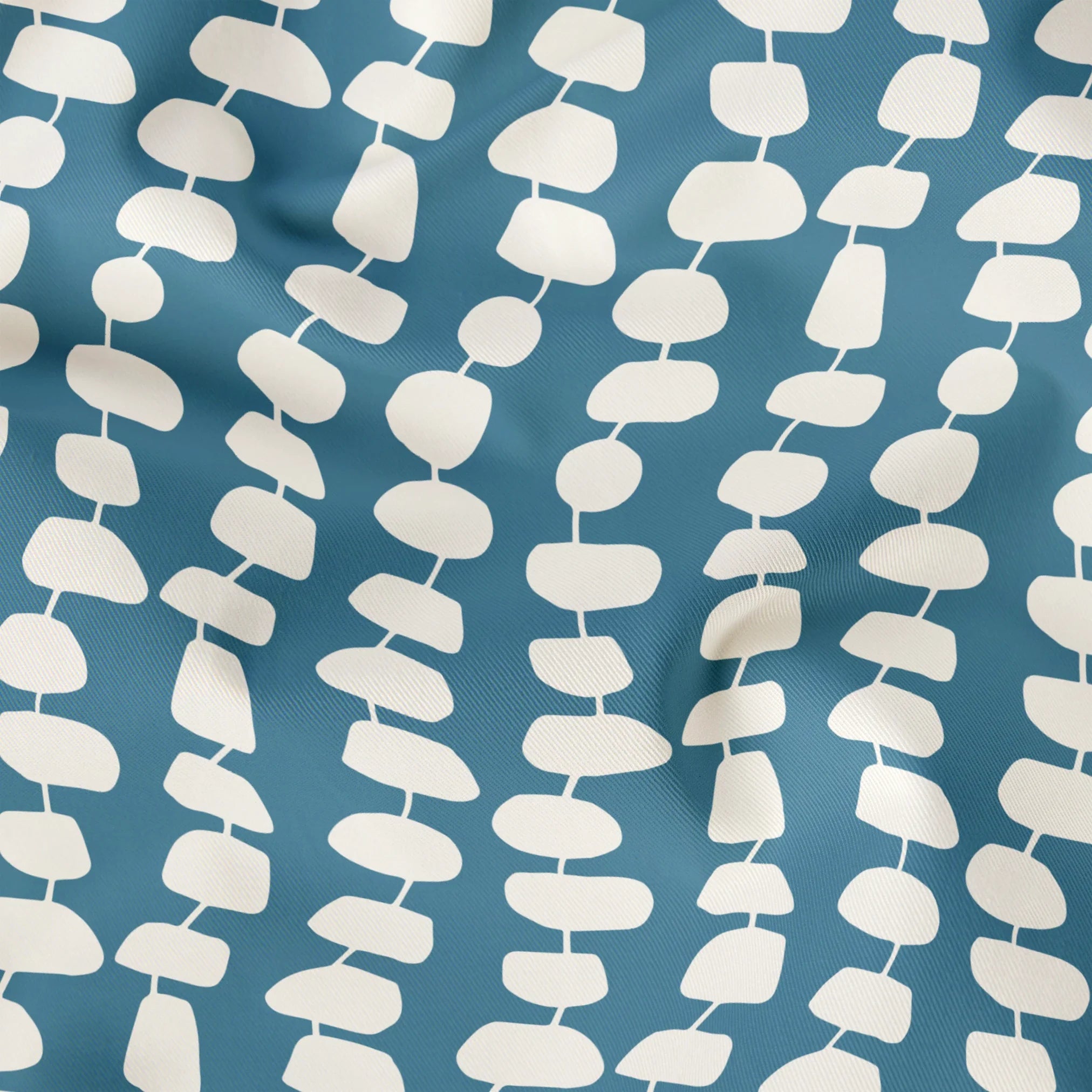 Atomic Stack in Slate — atomic stack print, in white forms on a dusty slate blue ground