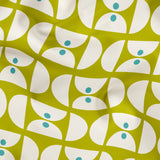 Geometric Martini Mod in Chartreuse — geometric martini mod print, in chartreuse and olive with cream capsules and a golden center