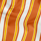 Mod Stripes in Orange — mod stripes print, in bright orange and coral with a golden edge on ivory