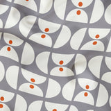 Geometric Martini Mod in Cherry — geometric martini mod print, in cool grey and white with a cherry red center