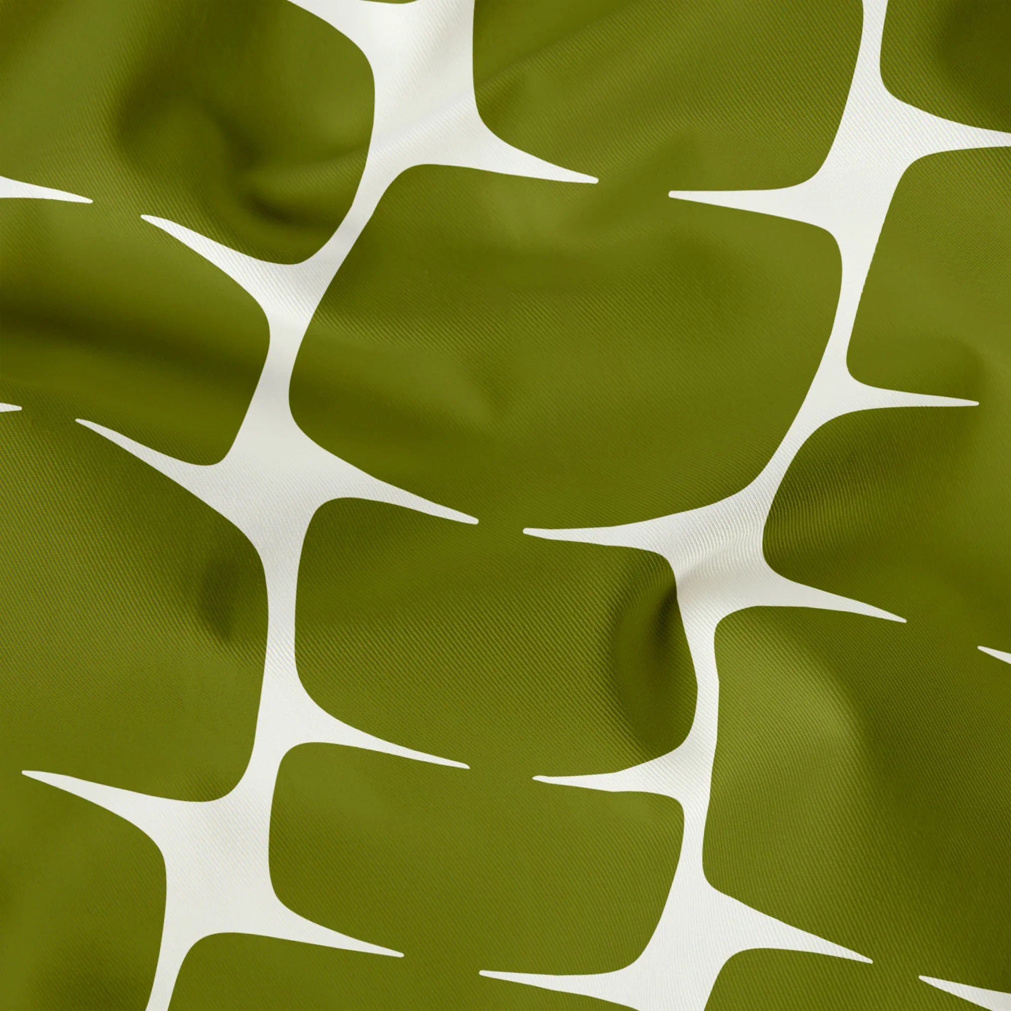 Atomic Bricks in Olive — atomic bricks print, in deep olive and moss with a bone grid