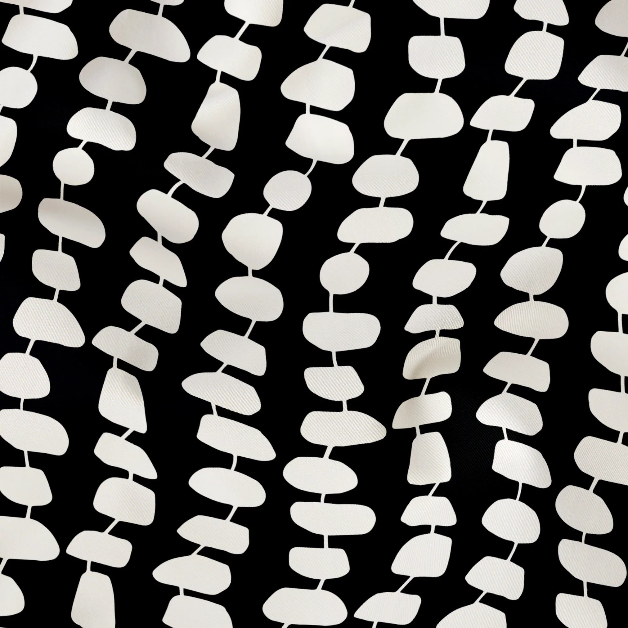 Atomic Stack in Ebony — atomic stack print, in white forms on a dense black ground