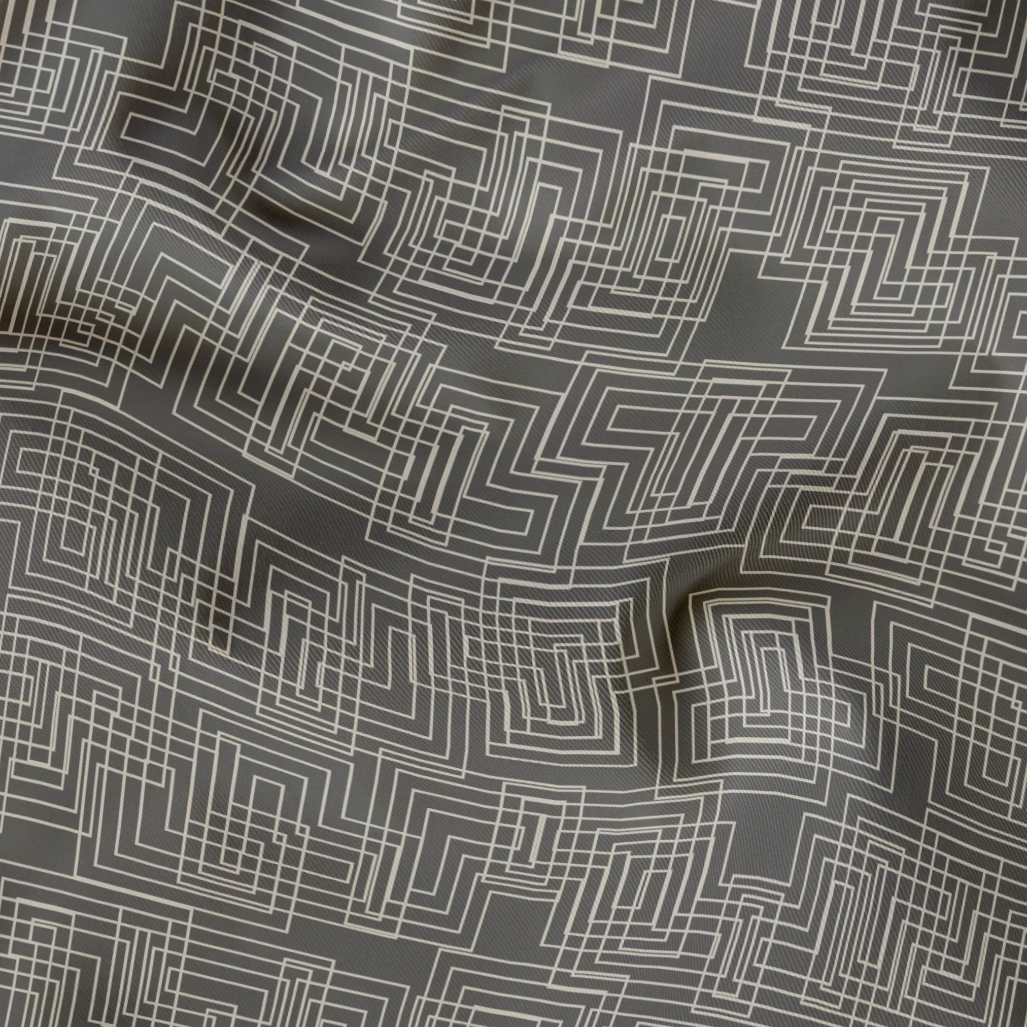 Interlock in Gray — interlock print, in mid grey, quietly textured
