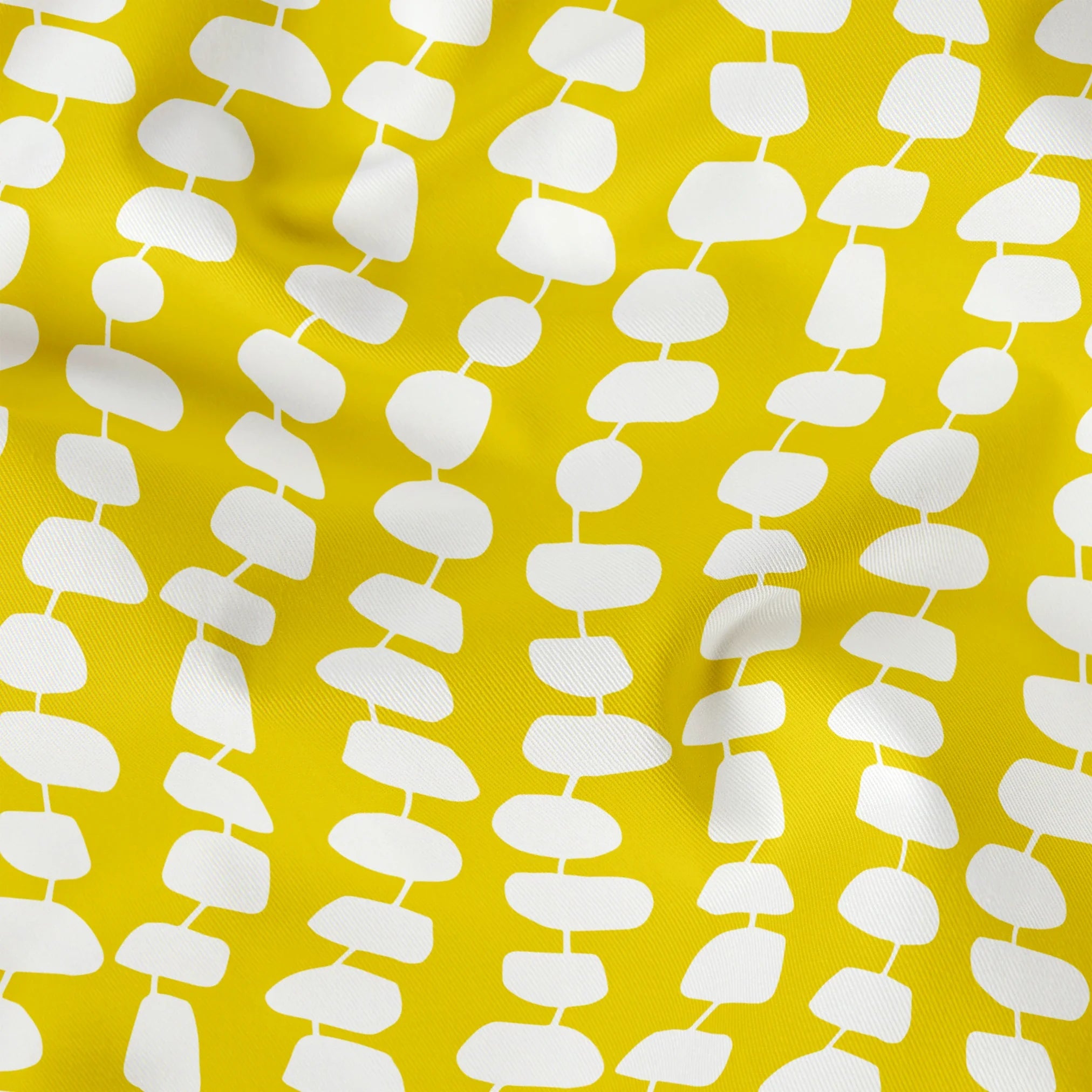 Atomic Stack in Mustard — atomic stack print, in white forms on a bright mustard yellow ground