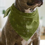 Retro Starburst in Avocado — retro starburst print, in cream and white stars on a deep avocado ground